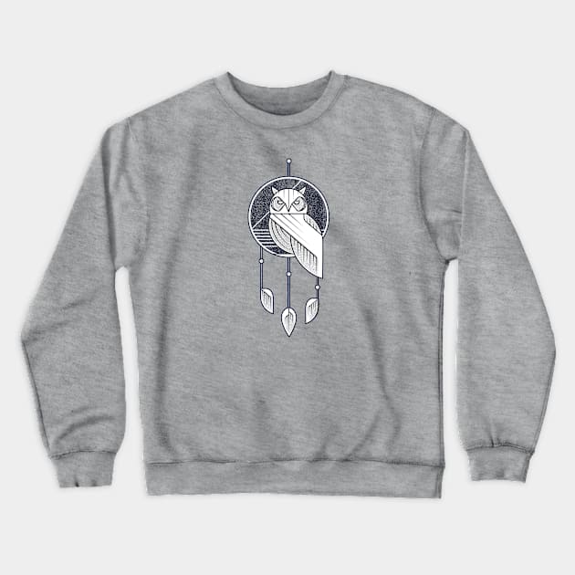 Owl Dream Catcher Crewneck Sweatshirt by grdibnz